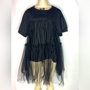 JADE BY JANE Black Sheer Tulle Layered Top